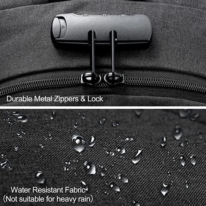 Sac à dos pour ordinateur portable homme résistant à l'eau antivol école Uni sac à dos avec port de charge USB et serrure 14/15,6 pouces sac pour ordinateur portable pour femmes garçons loisirs travail voyage sac à dos noir