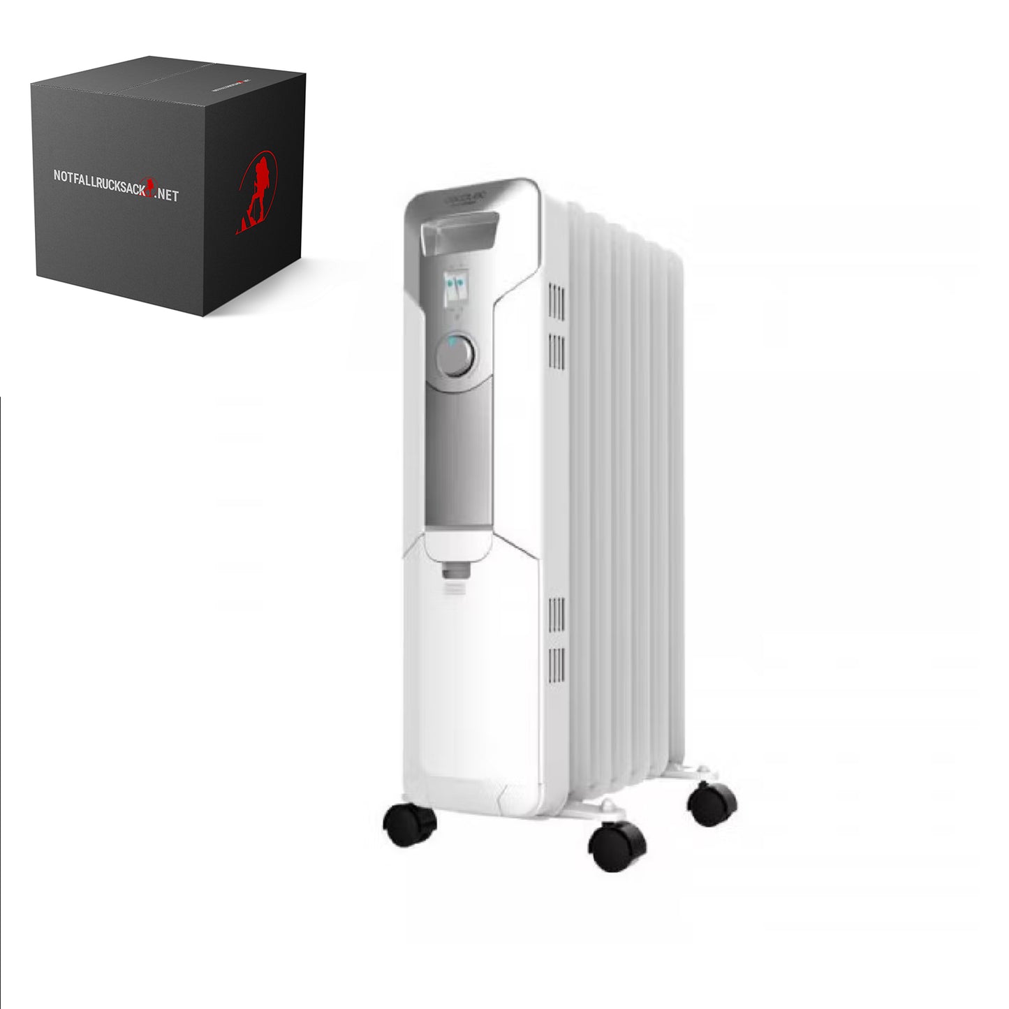 Radiateur d'huile - chauffage d'urgence par radiateur d'huile - puissance 1500W - 3 réglages de chaleur - chauffage d'urgence de radiateur blanc