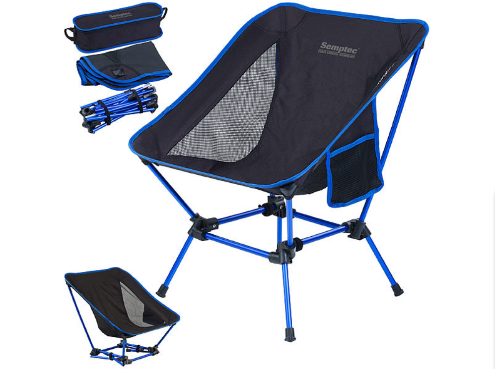 Chaise de camping - chaise pliante avec 2 hauteurs d'assise - légère, jusqu'à 120 kg