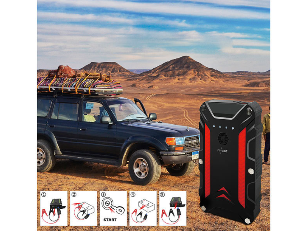 2 in 1: powerbank en auto-jumpstarter - 12 Ah - 1.200 A - krachtcentrale - noodstroom - noodstarter - autostarter - auto-jumpstarter - jumpstarter - noodjumpstarter - Autostark - noodstroomvoorziening