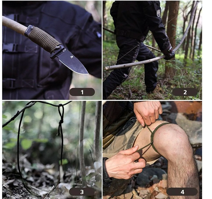 Multifunctionele noodarmband met mes, fluitje, kompas en vuursteen - overlevingsarmband - noodarmband - noodoriëntatie/noodbrand - buitenarmband - zwart