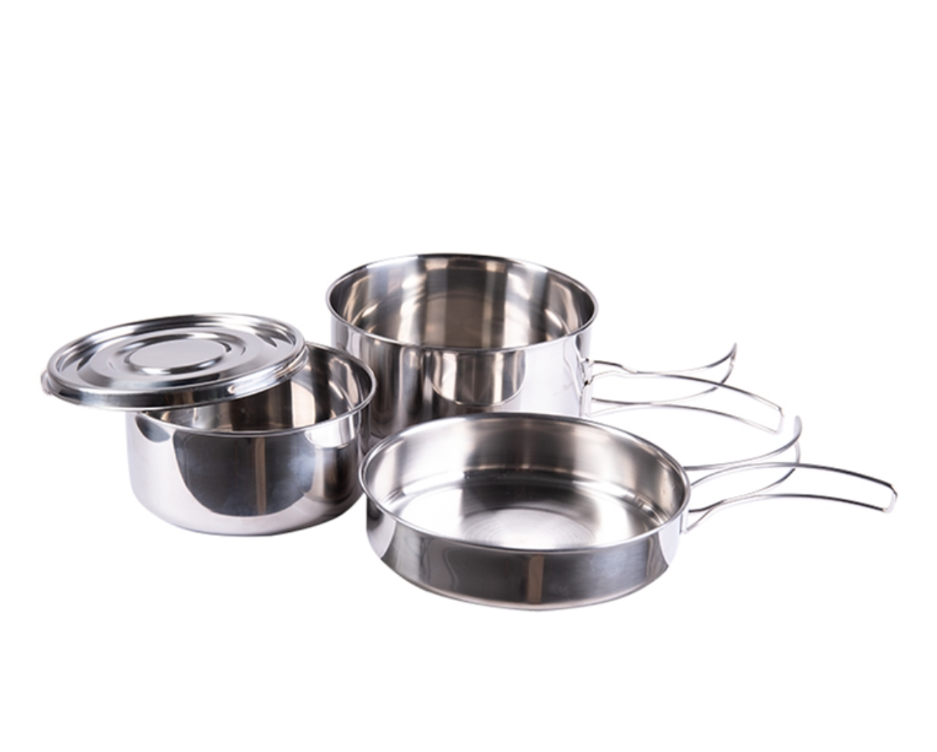 Set de cuisine acier / acier 4 pièces. y compris casseroles, poêles, assiettes, tasses