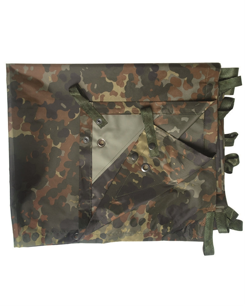 Tarp (multifunctioneel zeildoek) “Basha” in flecktarn