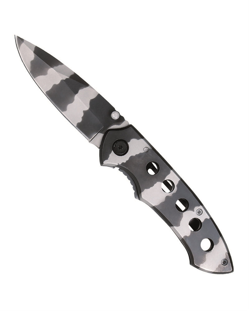 Couteau à une main avec clip pour fixation camouflage
