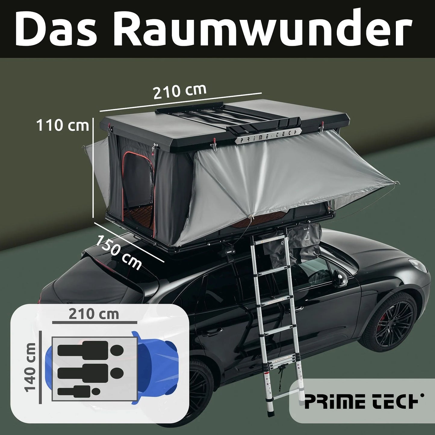 Robustes Hartschalen-Autodachzelt Utah 148cm (Automatik)