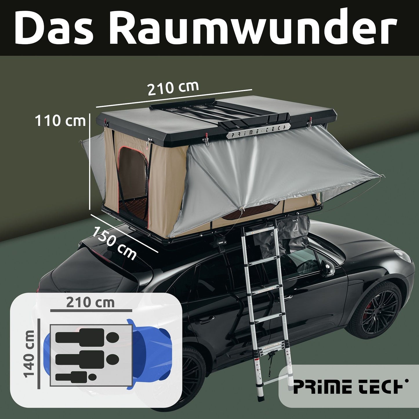 Robustes Hartschalen-Autodachzelt Utah 148cm (Automatik)