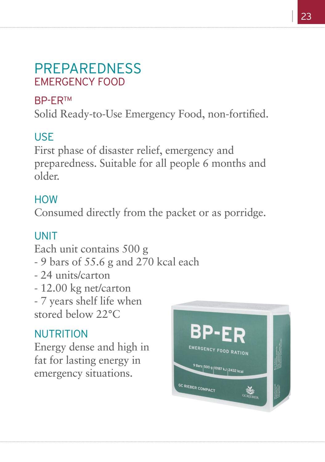 Ration d'urgence BP-ER 28 jours environ 60000kcal - Aliment d'urgence compact, durable et léger BP-ER