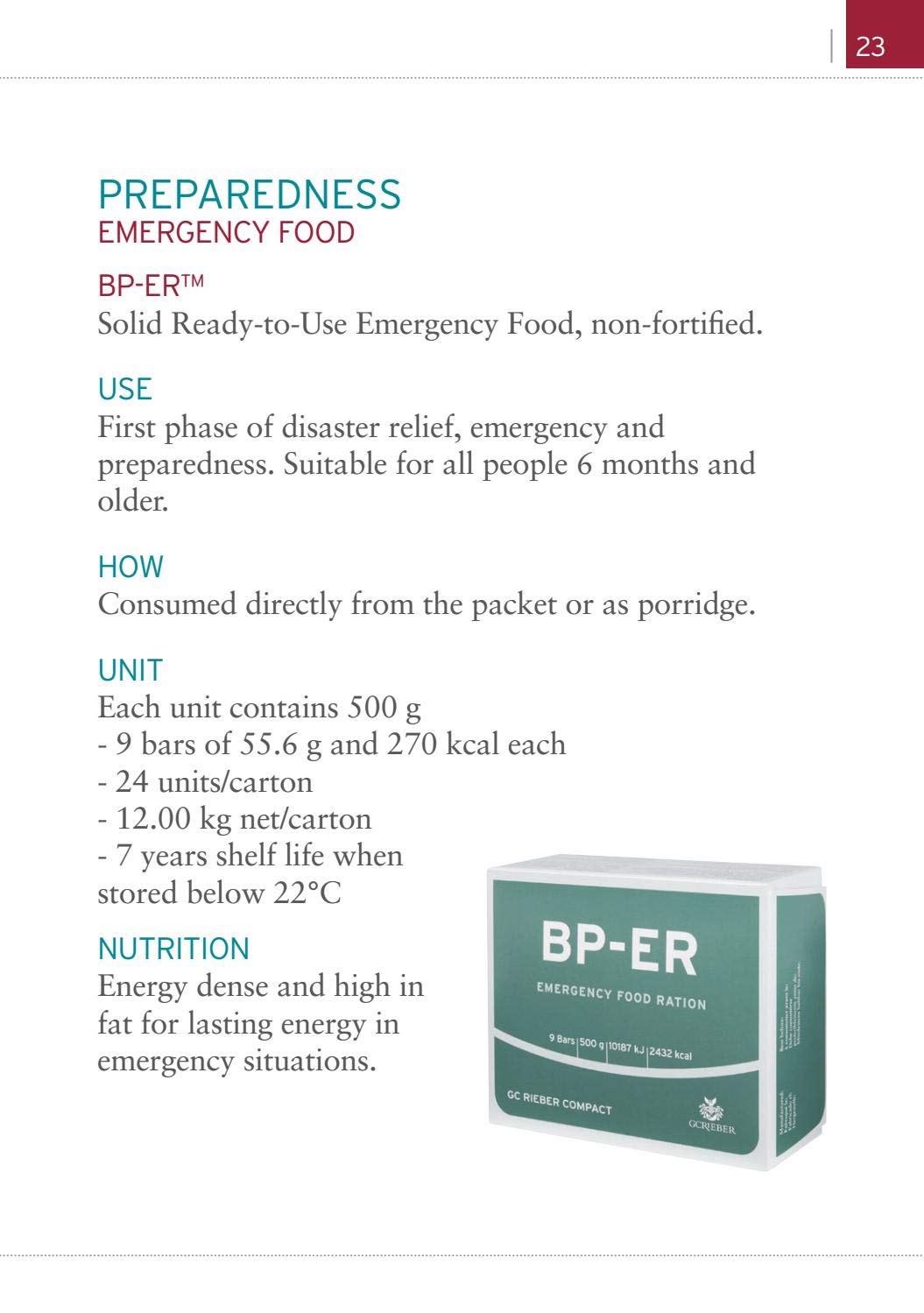 Ration d'urgence BP-ER 7 jours environ 17500kcal - Alimentation d'urgence compacte, durable et légère BP-ER
