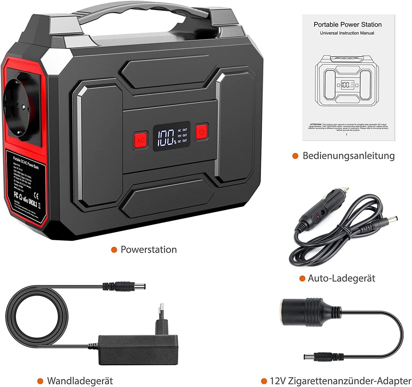 Tragbare Powerbank mit Solarpanel (B-Ware) für Laptops & andere Geräte Notstromgenerator Solar Powerbank