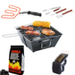 Coffret cadeau mini-grill kit de démarrage avec gril, charbon de bois, pinces et brosse